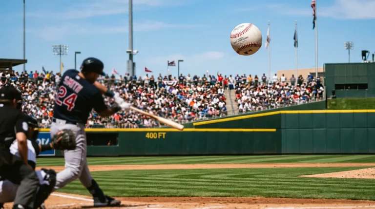A baseball arcing over an outfield fence into the seats with a sportsbook prop ticket overlaid